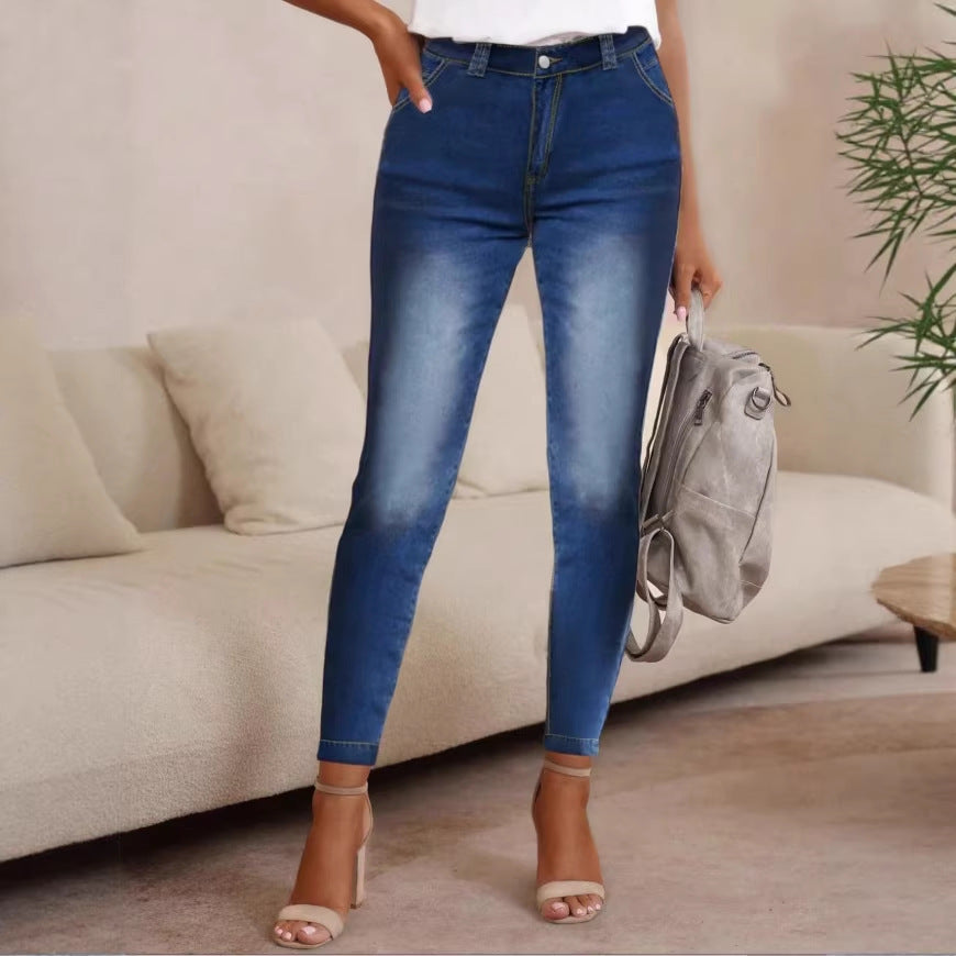 Damen High-Waist Skinny-Jeans aus elastischem Stretch-Denim Drune