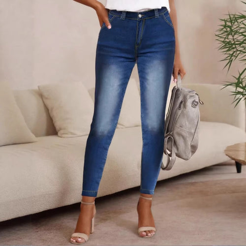 Damen High-Waist Skinny-Jeans aus elastischem Stretch-Denim Drune
