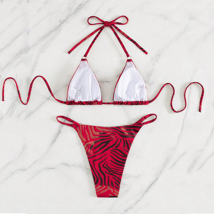 Damen Triangel-Bikini mit trendy Tierdruck Drune