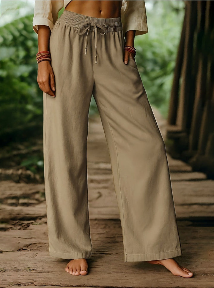 Damen Luftige Freizeithose mit weitem Schnitt und elastischem Bund Drune