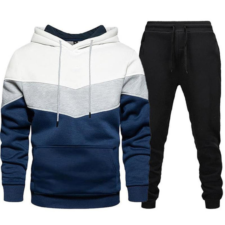 Herren nan zweifarbiges Hoodie-Joggingset mit Kängurutasche, tapered Jogginghose und doppellagiger Kapuze Drune
