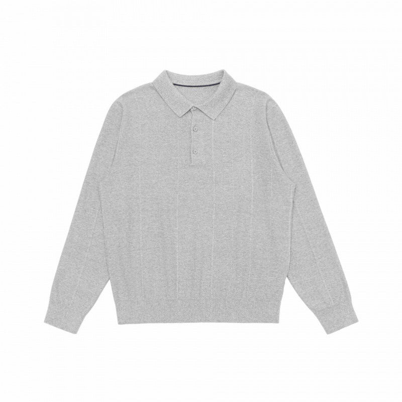 Herren Feinstrick-Poloshirt mit Henley-Knopfleiste, Rippbündchen und leicht kastigem Schnitt Drune