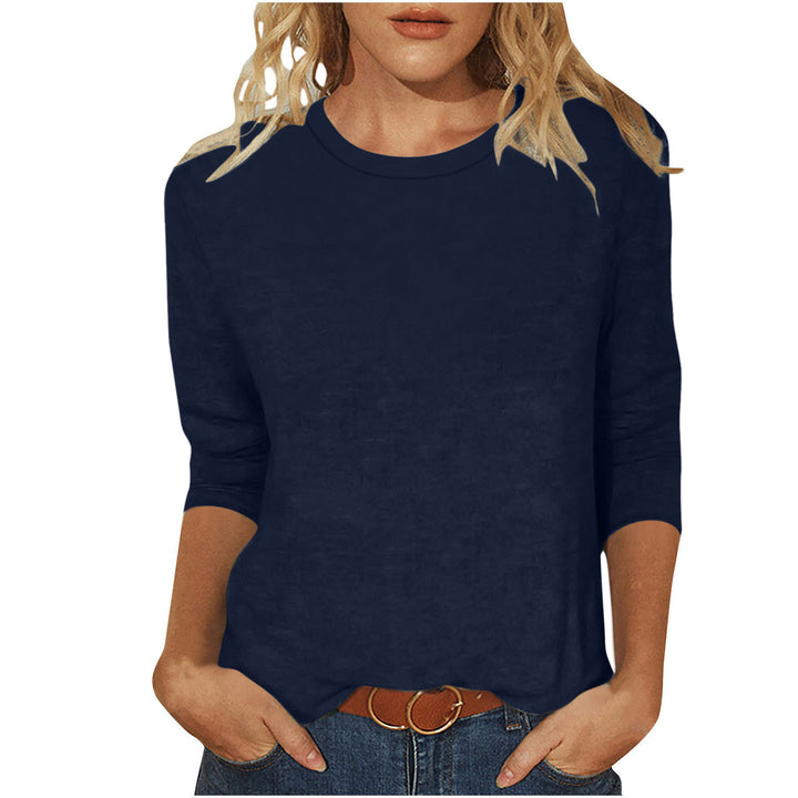 Damen nan lässiges 3/4-Arm Shirt mit Rundhalsausschnitt, lockerer Passform und seitlichen Schlitzen Drune