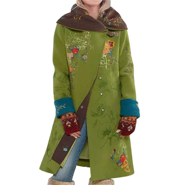 Damen Langer alpiner Mantel mit geometrischem Muster Drune