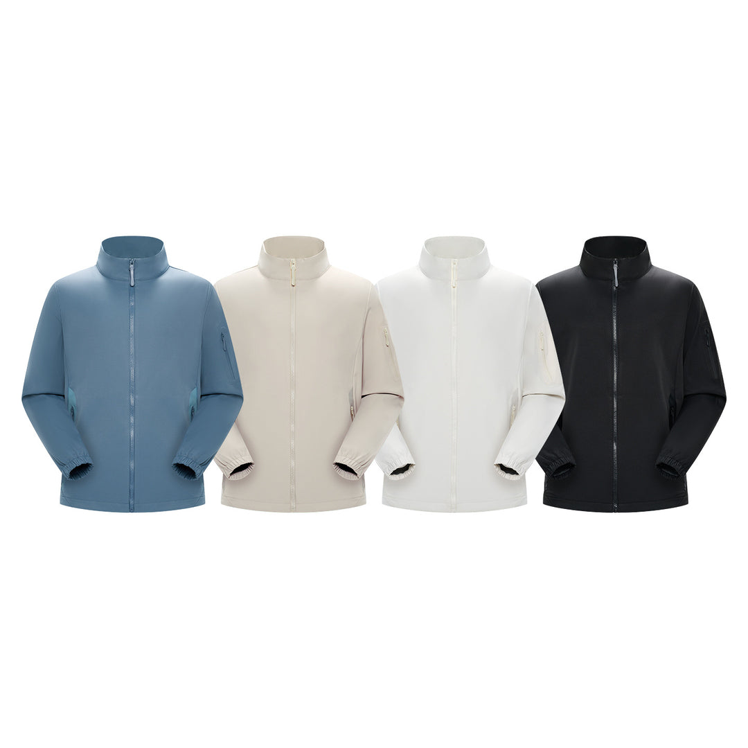 Unisex Leichte Softshell-Jacke mit Stehkragen, durchgehendem Reißverschluss und Ärmeltasche Drune