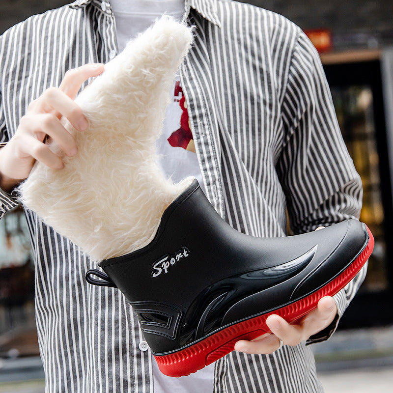 Herren Wasserdichte Kurzschaft Gummi-AnklDruneoots mit rutschfester Profilsohle und Pull-Tab Drune