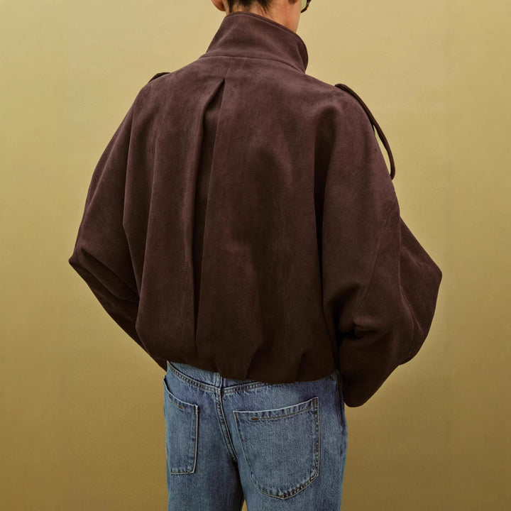 Damen Modische Wildlederjacke mit großen Taschen