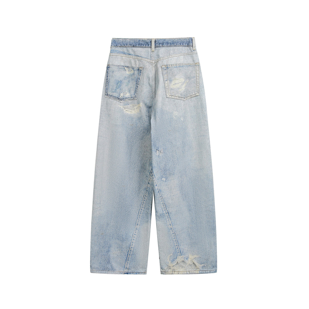 Damen Weite Cropped‑Jeans mit hoher Taille, geradem Bein und Destroy‑Details Drune