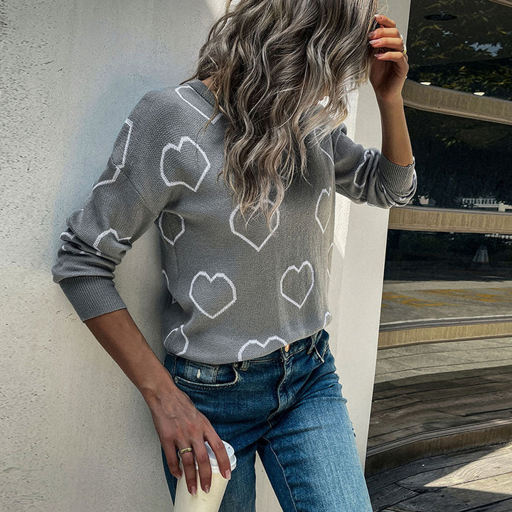 Damen Feinstrickpullover mit Herzmuster und legerer Passform Drune