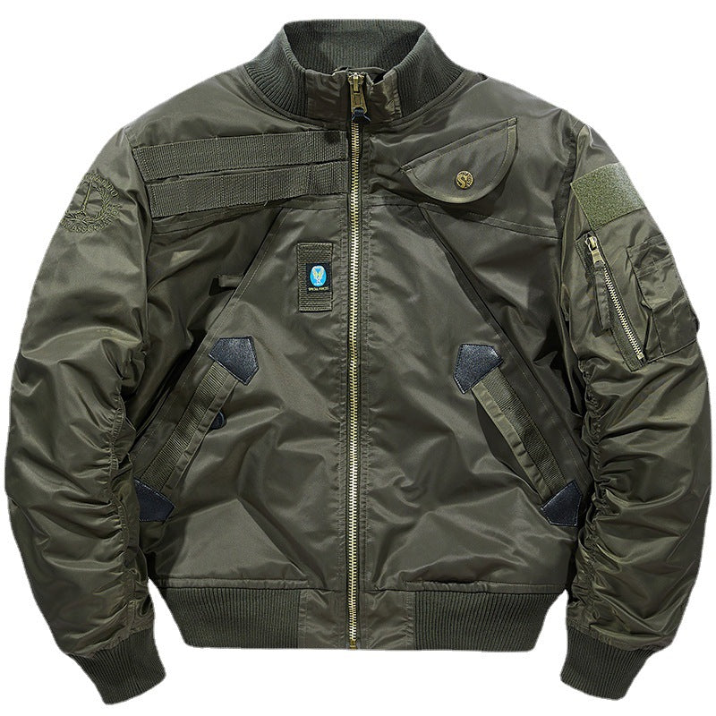 Herren Wattierte Bomberjacke im Pilotendesign mit Utility-Taschen und Rippbündchen Drune