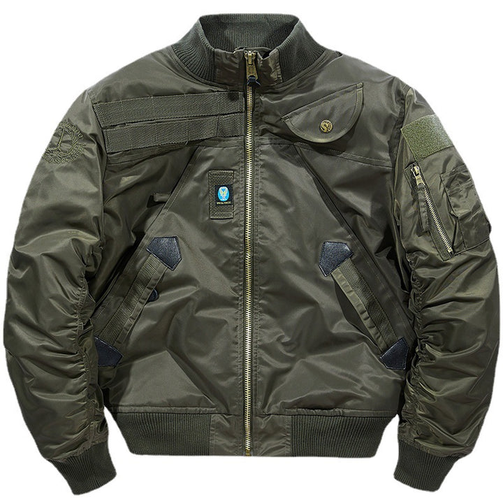Herren Wattierte Bomberjacke im Pilotendesign mit Utility-Taschen und Rippbündchen Drune