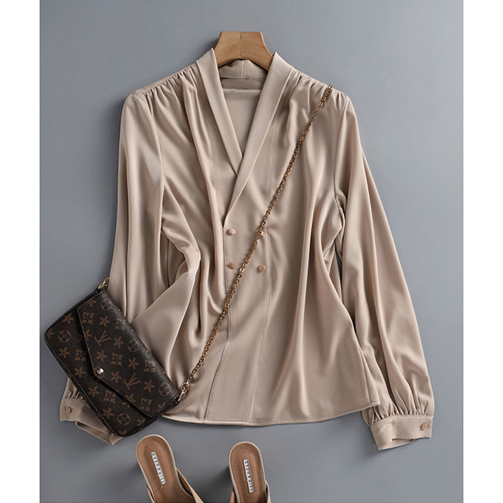 Damen Elegante Oversized-Bluse mit Drapierung Drune