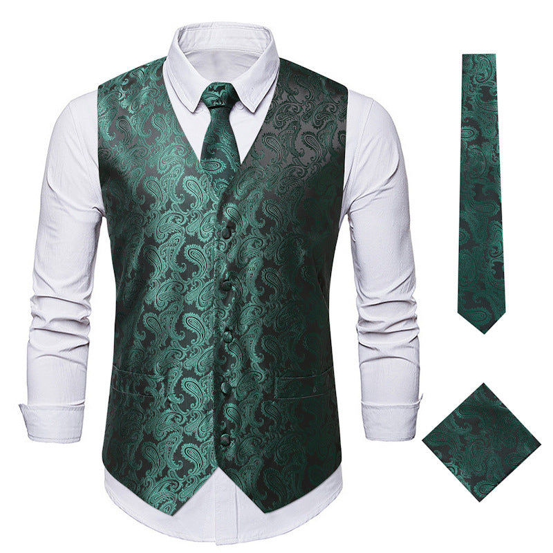 Herren elegante Anzugweste mit eleganten Paisley-Muster und passendem Zubehör Drune