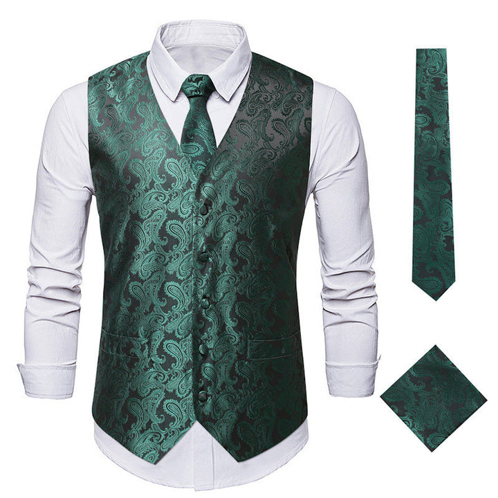 Herren elegante Anzugweste mit eleganten Paisley-Muster und passendem Zubehör Drune