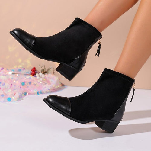 Damen elegante Stiefeletten aus weichem Wildleder mit modischen Akzenten Drune