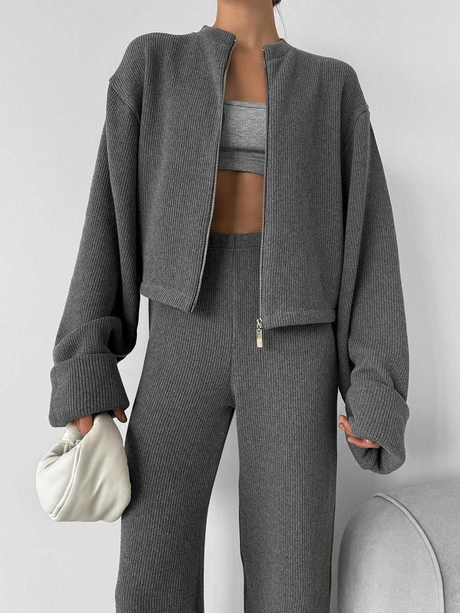 Drune | Reißverschluss Langarmjacke und Weite Hose Anzug