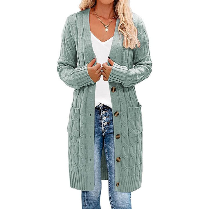 Damen Grobstrick Cardigan mit tiefen Taschen und dekorativem Zopfdesign Drune