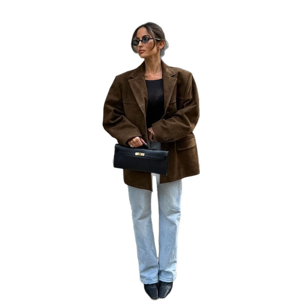 Damen Suede-Jacke im modernen Oversized-Stil Drune