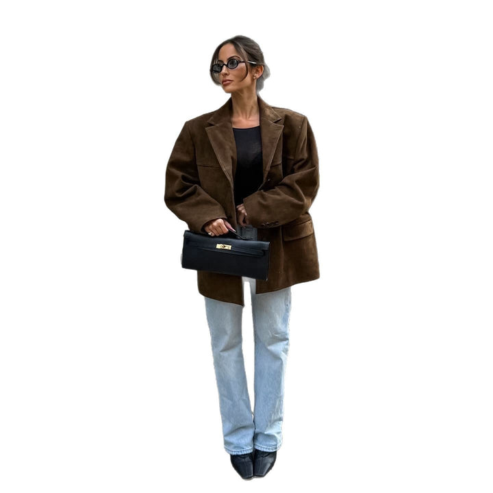 Damen Suede-Jacke im modernen Oversized-Stil Drune