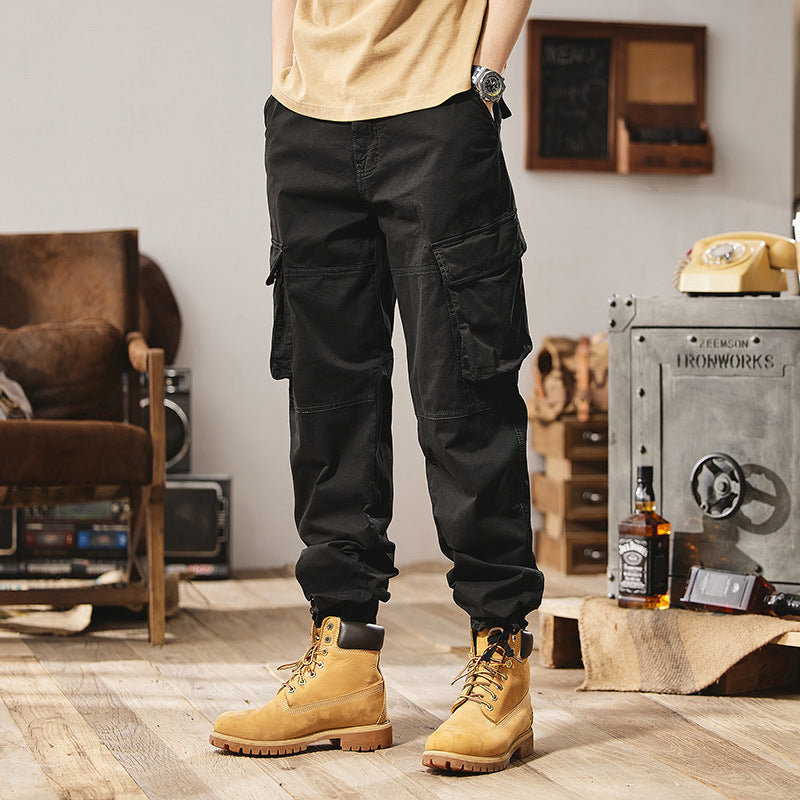 Herren Funktionale Cargo-Arbeitshose mit Kniepasse, Mehrfach‑Klappentaschen und Relaxed‑Straight‑Schnitt Drune