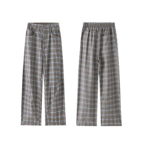 Damen Hochtaillierte weite karierte Culotte‑Hose mit Bügelfalte Drune