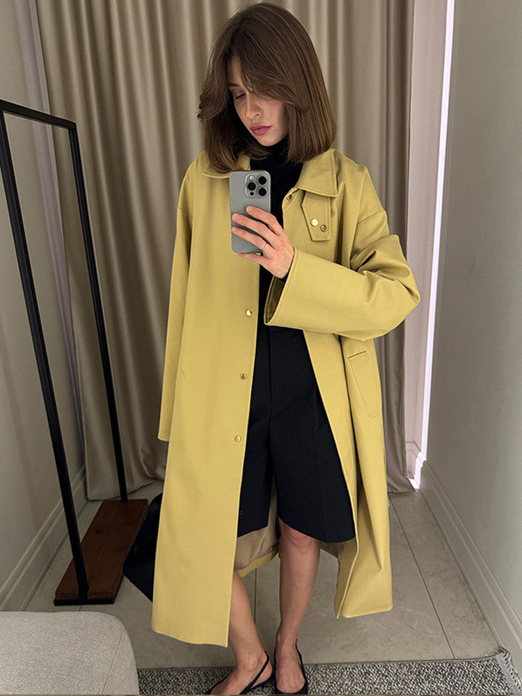 Damen Oversized Trenchcoat mit praktischem Knopfverschluss Drune