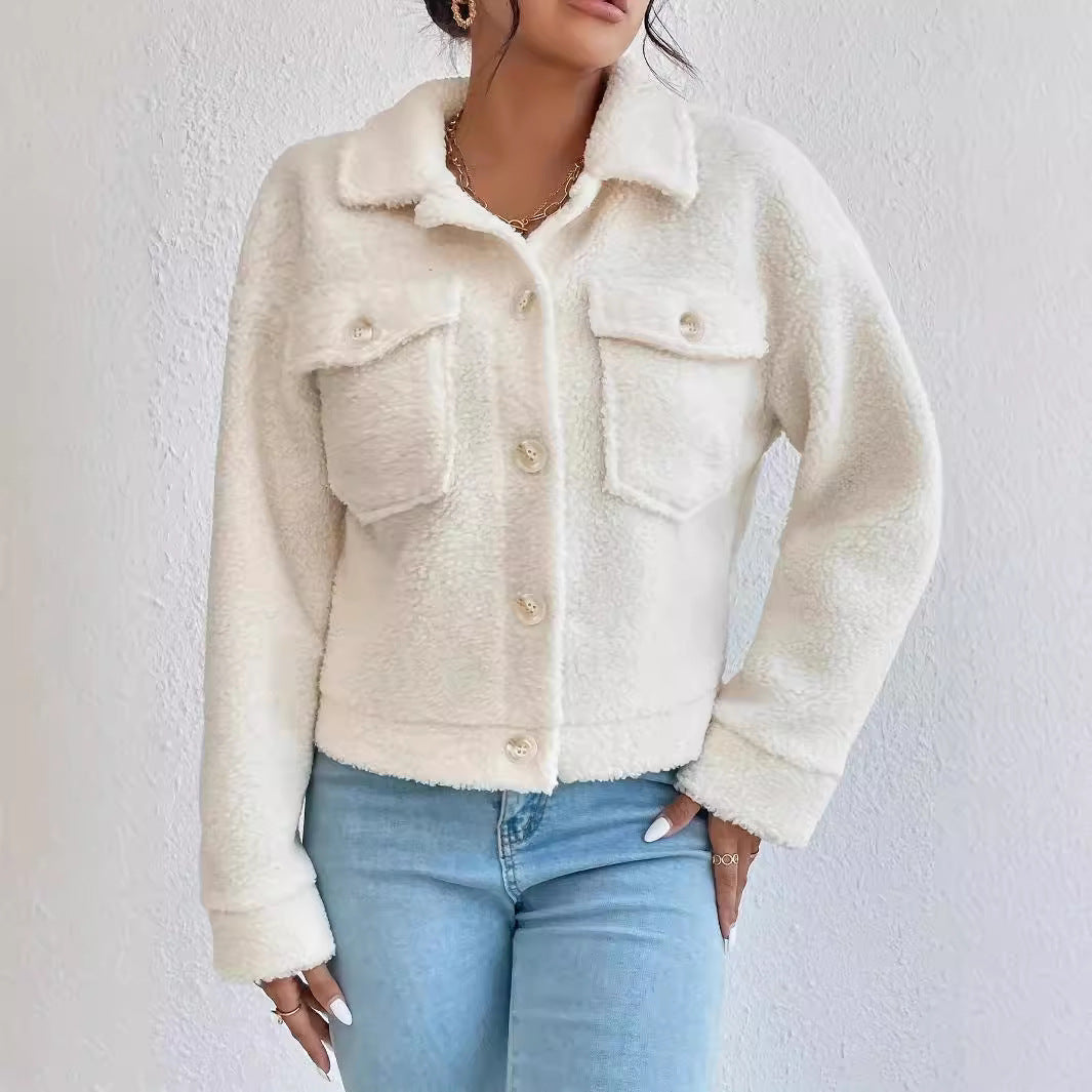 Damen Kuschelige Fleecejacke im stylishen Design mit Taschen Drune