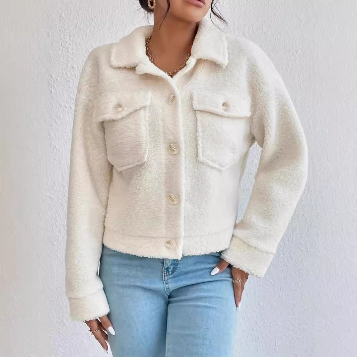 Damen Kuschelige Fleecejacke im stylishen Design mit Taschen Drune