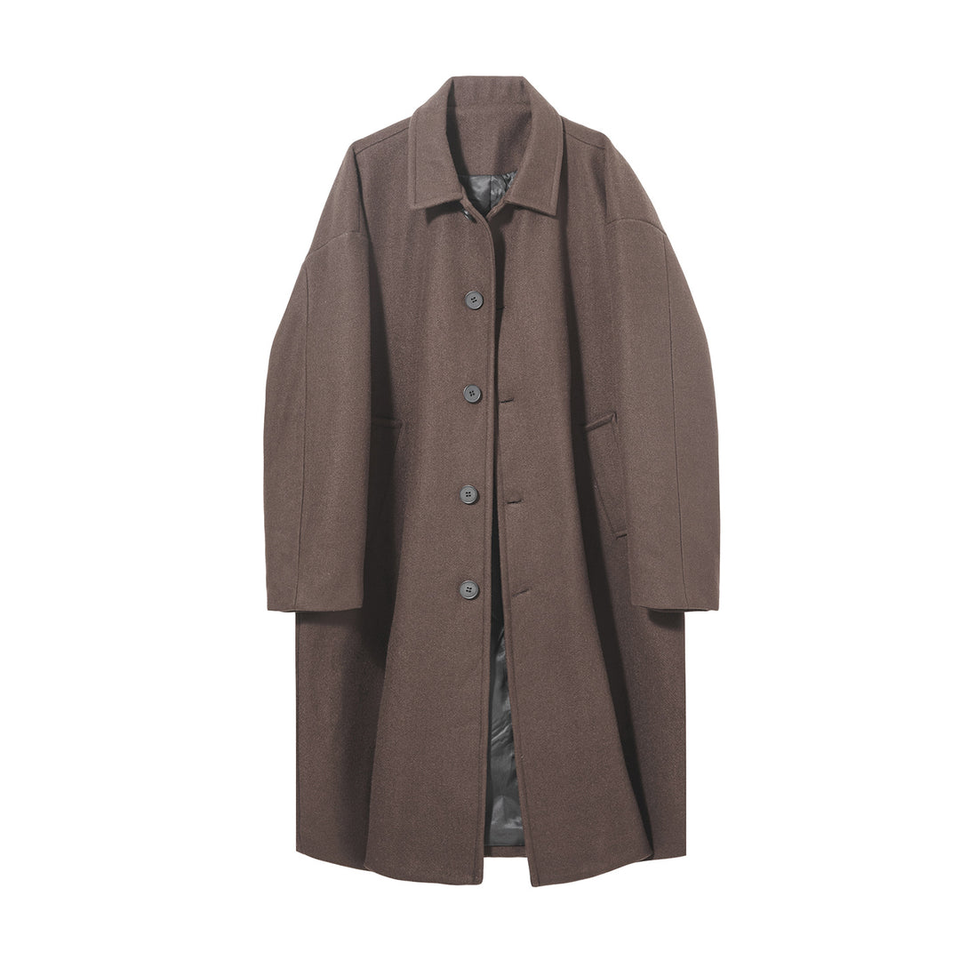 Herren Oversize Wollmantel mit gesteppter Innenfütterung und klassischem Reverskragen Drune