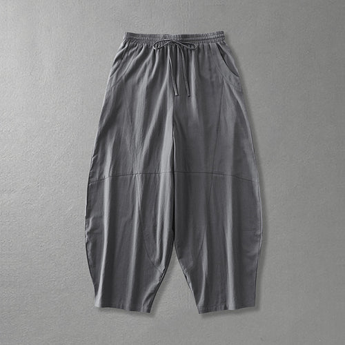 Damen weite Haremshose aus leichtem Satin mit Tunnelzug und seitlichen Taschen Drune