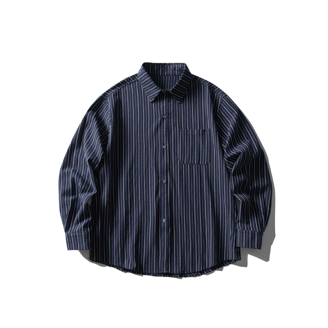 Unisex Oversize Longline-Hemd mit Nadelstreifen und Brusttasche Drune