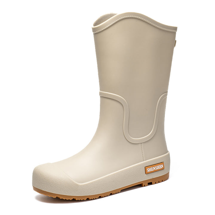 Damen Mittelhohe wasserdichte Gummistiefel mit griffiger Profillaufsohle Drune