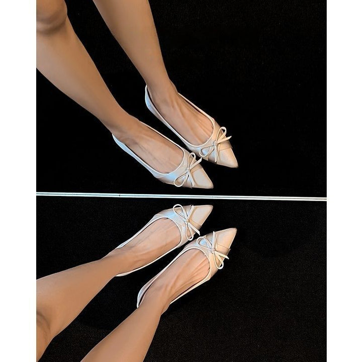 Damen Spitz zulaufende Satin-Ballerinas mit Schleifen-Detail und gepolstertem Komfortfußbett Drune