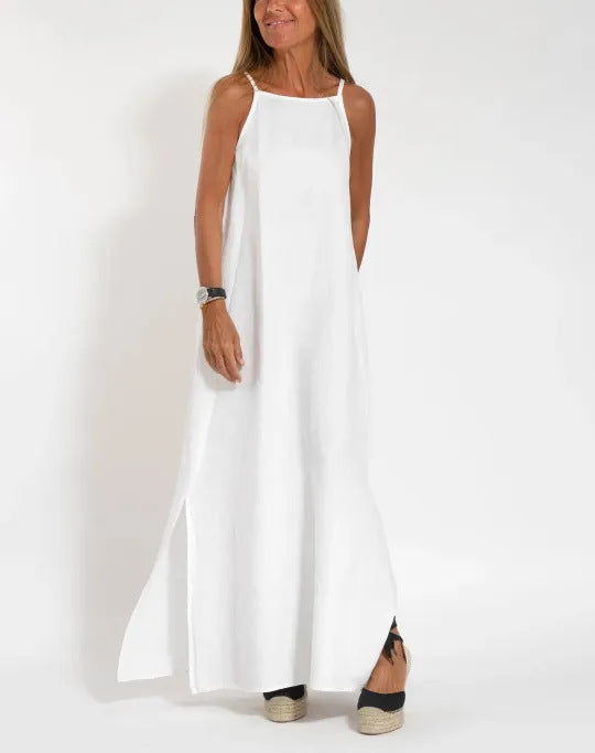 Damen lässiges Maxikleid mit schmalen Trägern und fließendem Schnitt Drune