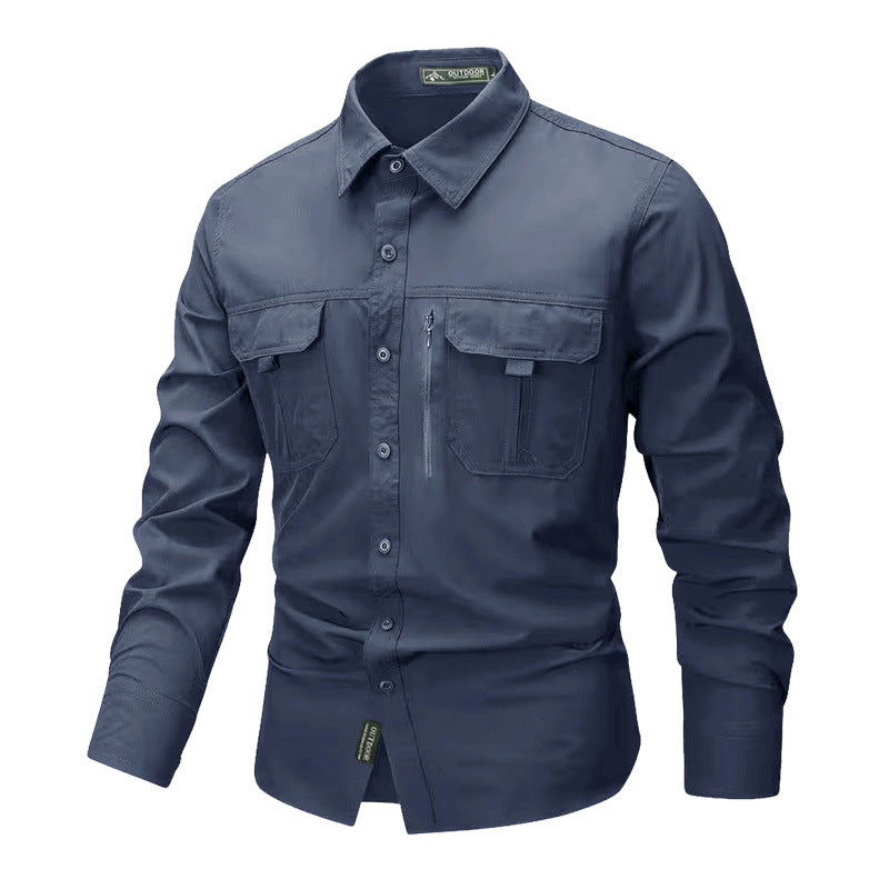 Herren nan robustes Trekkinghemd mit verstärkten Brusttaschen und atmungsaktivem Material Drune