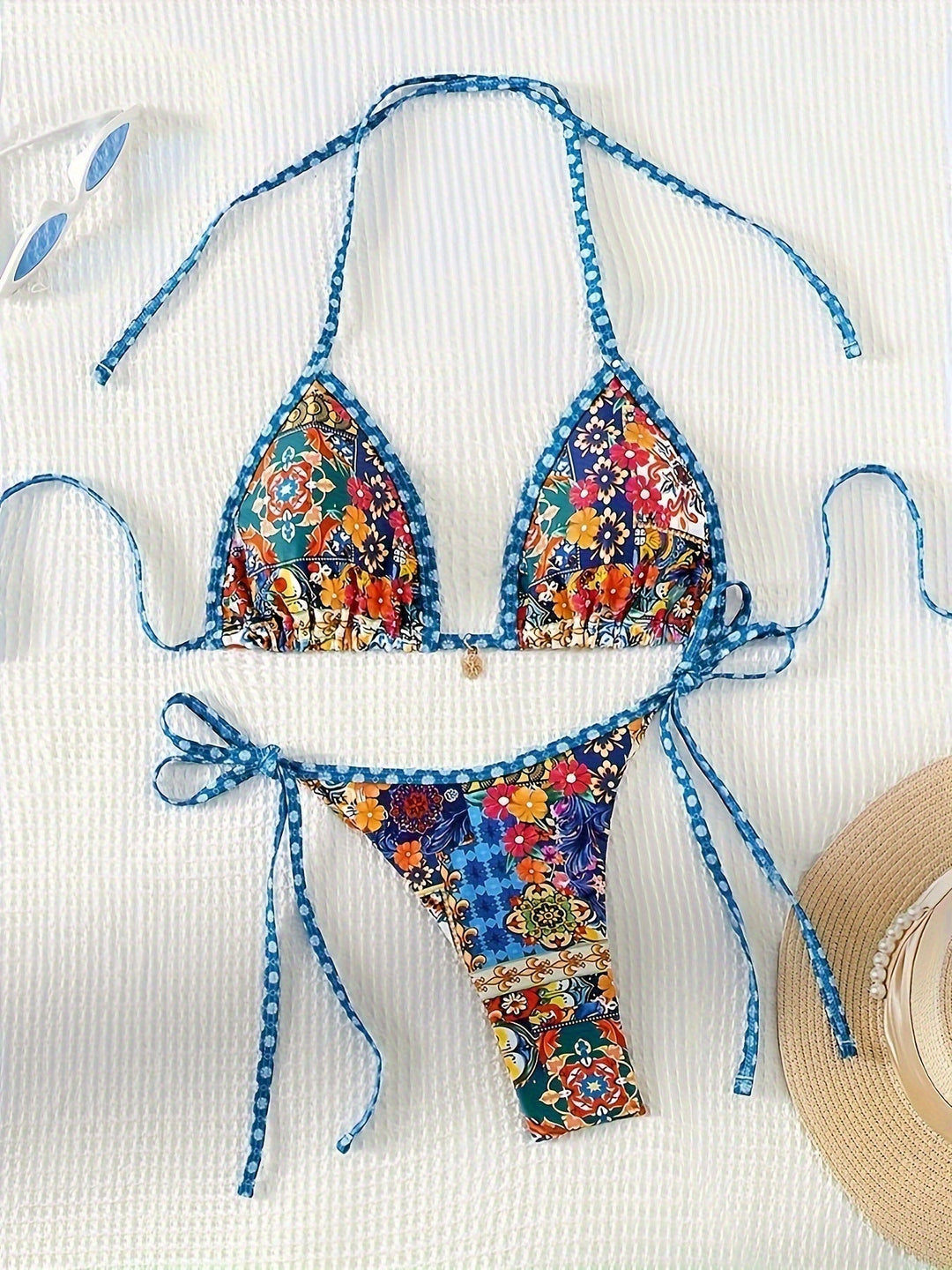 Damen Triangel-Bikini-Set mit floralem Muster Drune