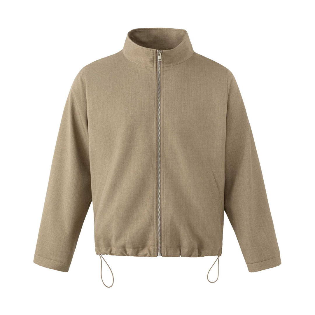 Herren Leichte Baumwoll-Mischgewebe-Utility-Jacke mit Stehkragen und Kordelzug Drune