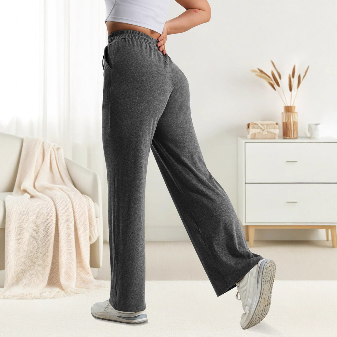 Damen weite Jersey-Loungehose mit hohem Komfortbund und Seitentaschen Drune