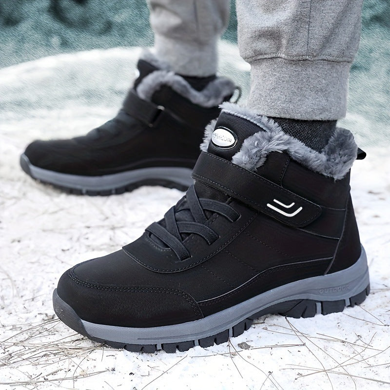 Herren Gefütterte Winter‑Trekking‑Boots mit Klettverschluss und Kunstfellfutter Drune