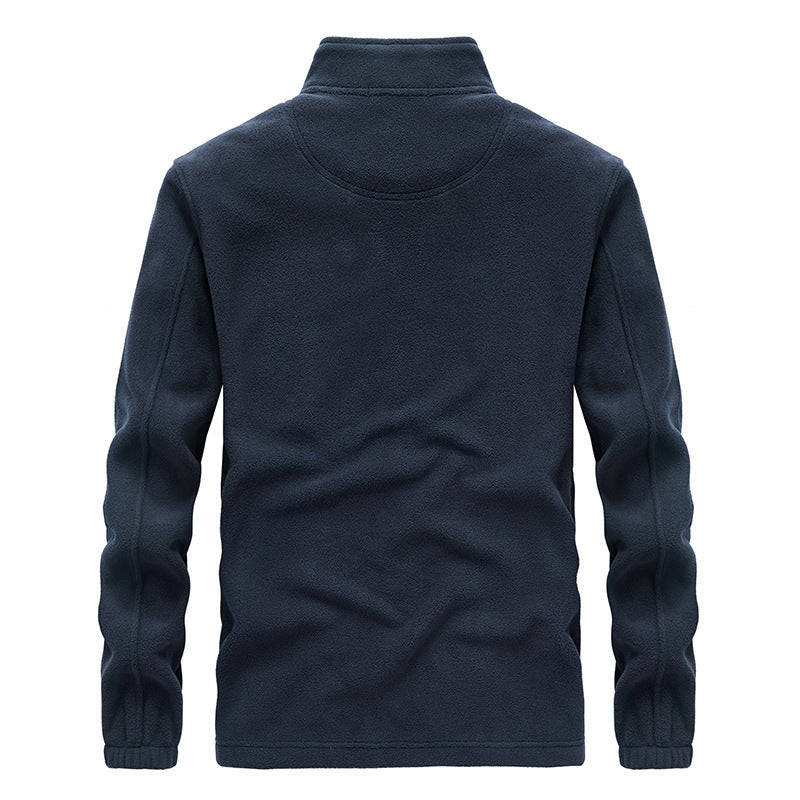 Herren Microfleece-Outdoorjacke mit Stehkragen, Reißverschluss und zipptaschen Drune