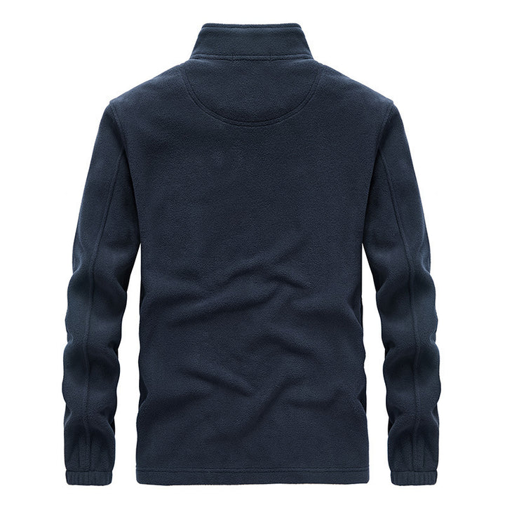 Herren Microfleece-Outdoorjacke mit Stehkragen, Reißverschluss und zipptaschen Drune