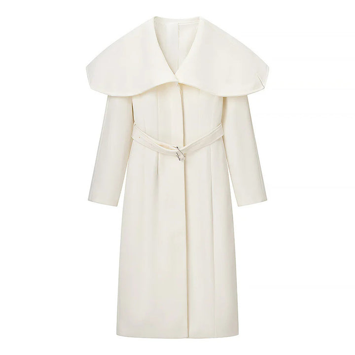 Damen nan eleganter Mantel mit übergroßem Cape-Kragen und Taillengürtel Drune
