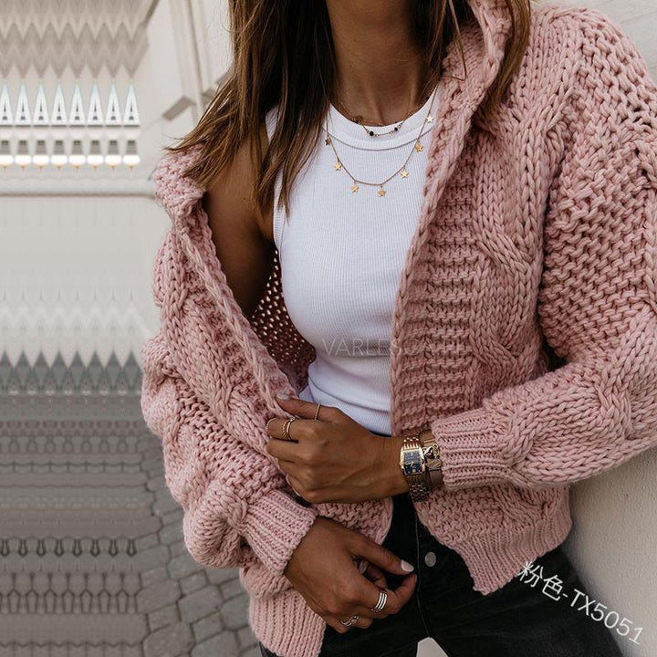 Damen Grober Strickcardigan mit asymmetrischem Schnitt und oversized Ärmeln Drune