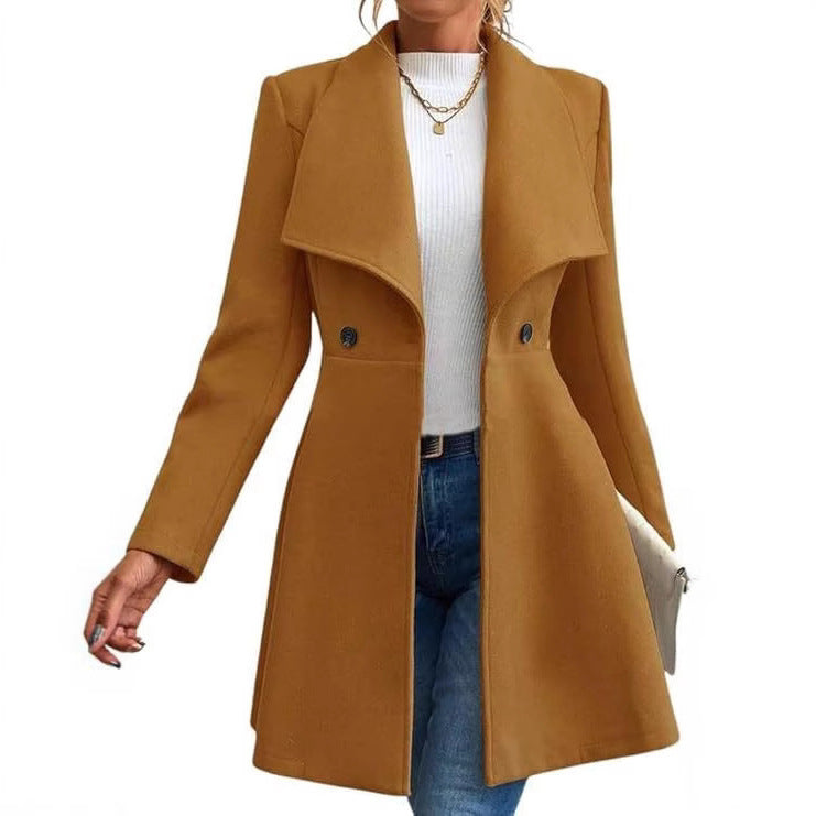 Drune | Damen Chic Übergangsjacke mit Breitem Kragen