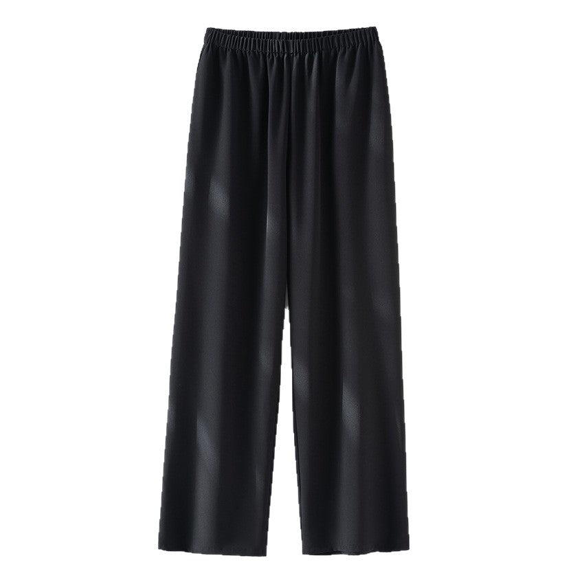 Damen Weite Satin-Hose mit Elastikbund und fließender Palazzo-Silhouette Drune