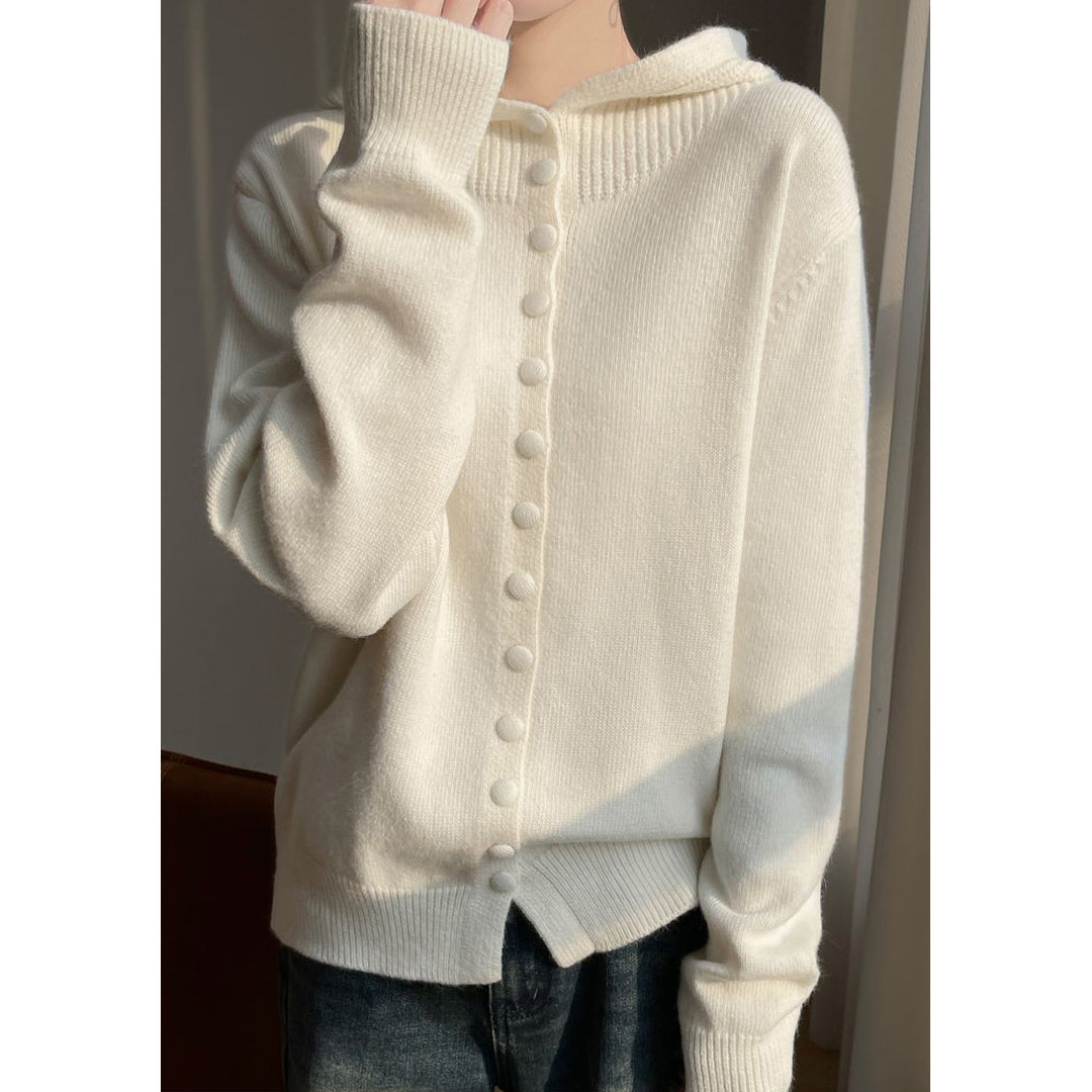 Damen Strickjacke mit Kapuze und durchgehendem Knopfverschluss Drune