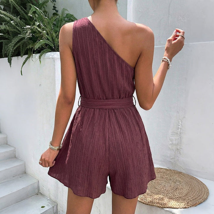 Damen Einseitiger Jumpsuit mit tailliertem Gürtel und fließendem Schnitt Drune
