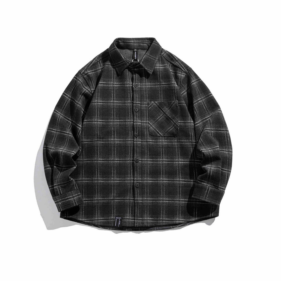 Herren Kariertes Overshirt aus flauschigem Twill mit Hemdkragen Drune