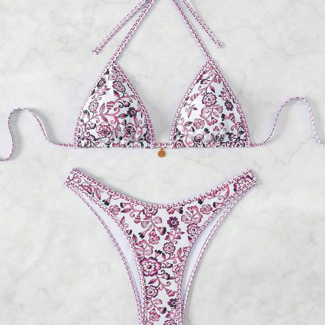 Damen Triangel-Bikini mit floraler Spitze Drune