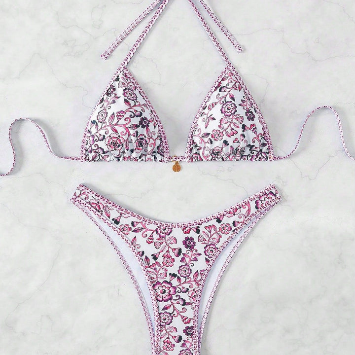 Damen Triangel-Bikini mit floraler Spitze Drune